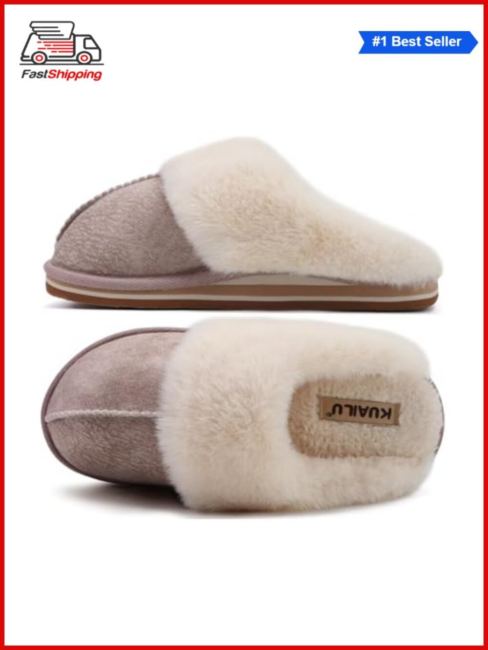 ✨KuaiLu Womens Fuzzy Memory Foam Slippers Warm House Shoes Arch Support